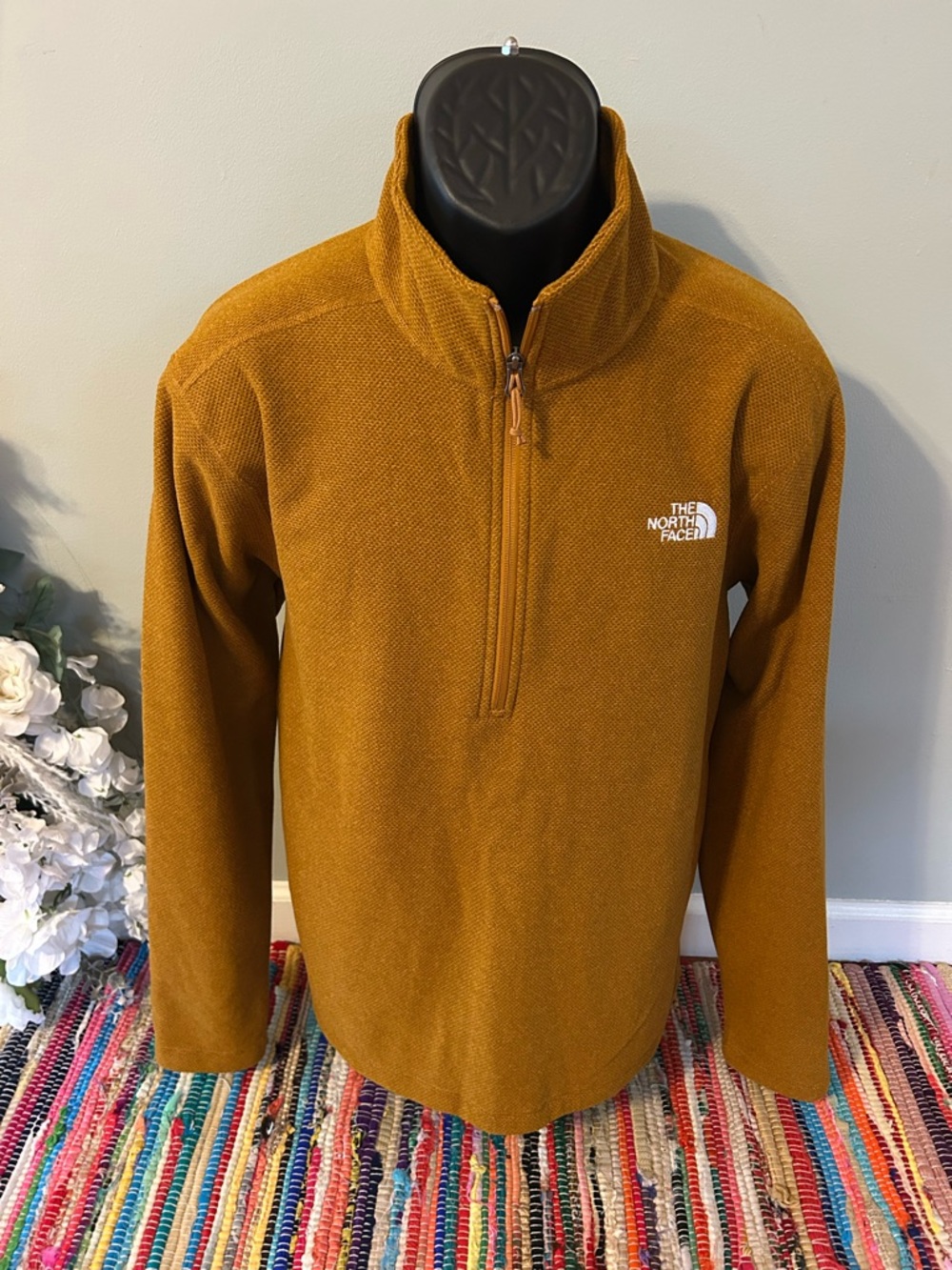 NEW The North Face Quarter Zip Waffle Jacket Fleece Outdoor Hike Camp Run Large